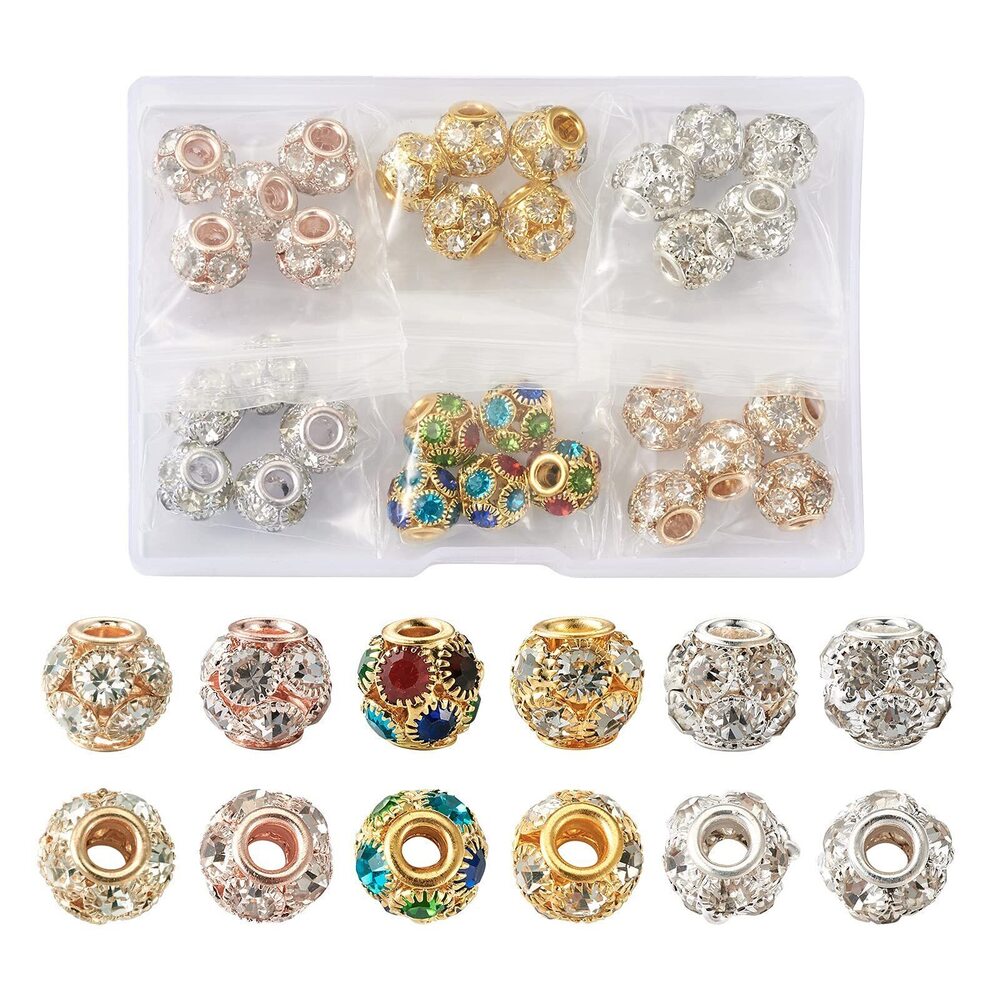8350 30pcs Crystal Rhinestone Rondelle Spacer Beads 12mm Rhinestone Pave